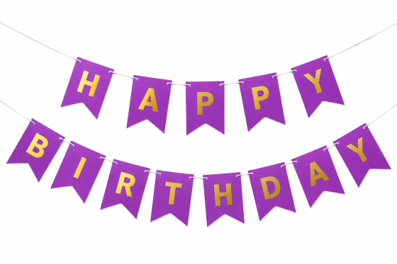 Гірлянда фіолетова прапорці happy birthday 2,8 м, гірлянда прапорці на день народження, розтяжка Київ