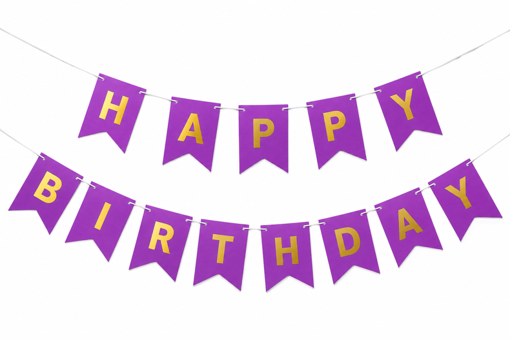 Гірлянда фіолетова прапорці happy birthday 2,8 м, гірлянда прапорці на день народження, розтяжка Київ - фото 5