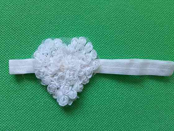 Детская повязка белая - сердечко 7см, размер универсальный (на резинке) Киев