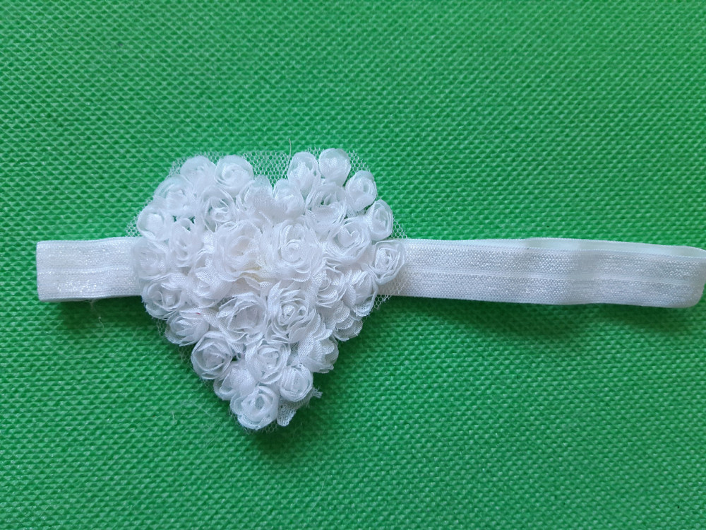 Детская повязка белая - сердечко 7см, размер универсальный (на резинке) Киев - изображение 1