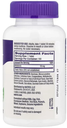 Мелатонін швидкорозчинний 10 мг Natrol Melatonin 100 таб зі смаком полуниці Київ