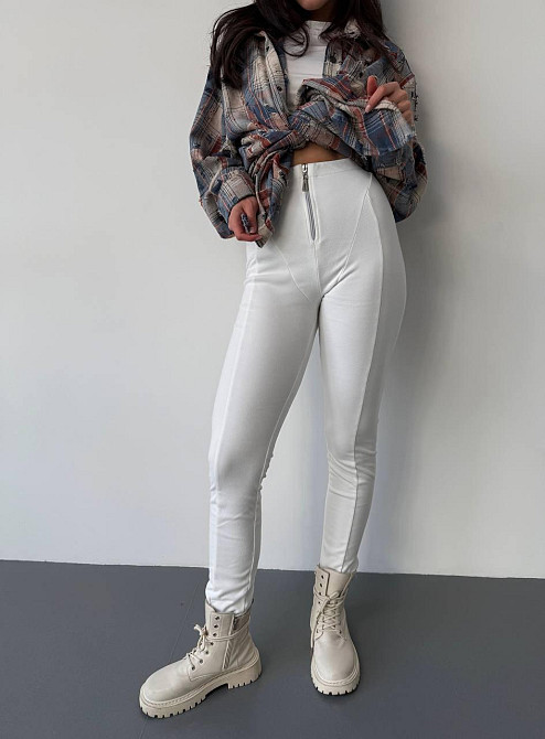 Женские теплые лосины на высокой посадке с молнией пума на флисе Одесса - изображение 1