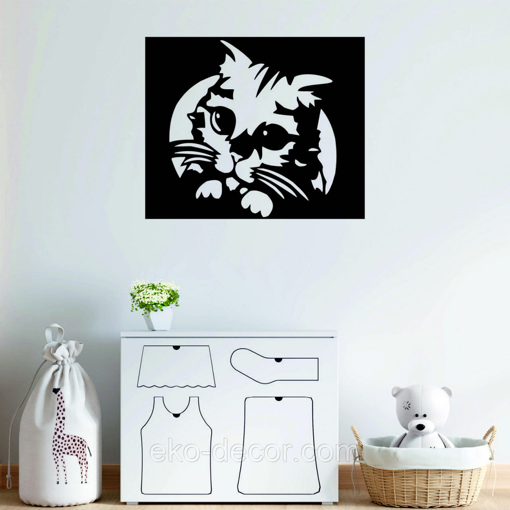 Декоративное настенное Панно «Кот», Декор на стену 110*91 см, Черный Киев - изображение 4