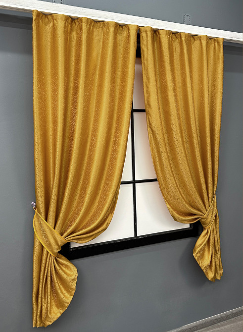 Комплект коротких штор VR-Textil Жакард № 354ш Золотистий 100х170 см 2 шт (35-0402) Київ - фото 2