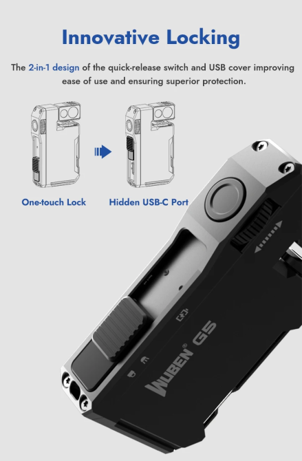 Фонарь брелок Wuben G5 EDC с красным светом + RGB свет Черный Винница - изображение 5
