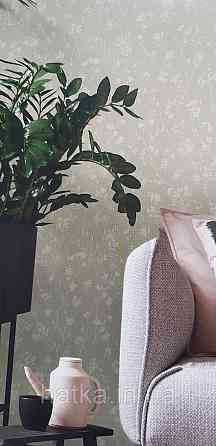 Обои виниловые на флизелине Rasch Alghero метровые цветы листья прованс мелкие белые на зеленом 943528 Киев