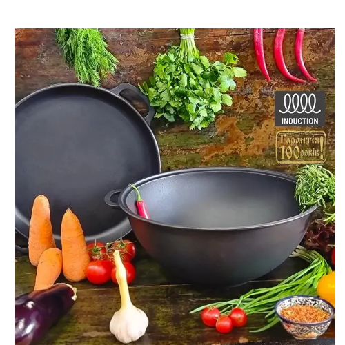 Казан "узбецький" WOK чавунний 15л з кришкою-сковородою V15СР Майстерня Житомир - фото 1