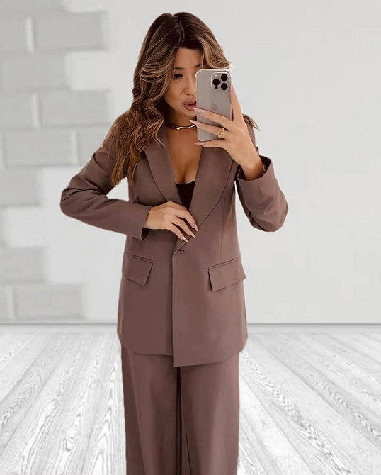 Женский стильный классический костюм двойка, костюмка Бежевий, 46/48 Одесса - изображение 3