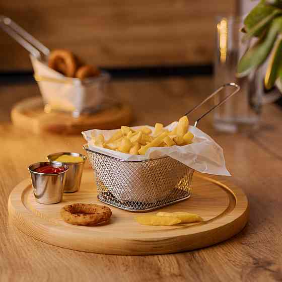 Zhongjing Кошик сервірувальний для картоплі фрі та снеків 14×10×6 см Сріблястий HP-19-8 Киев