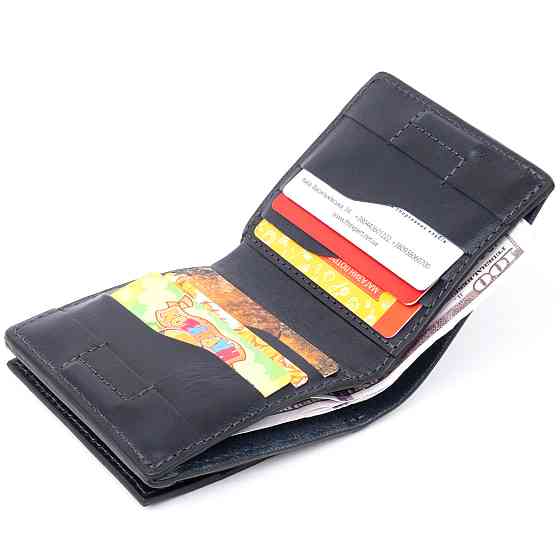 Вертикальне глянсове портмоне з накладною монетницьою GRANDE PELLE 11332 Синє Київ