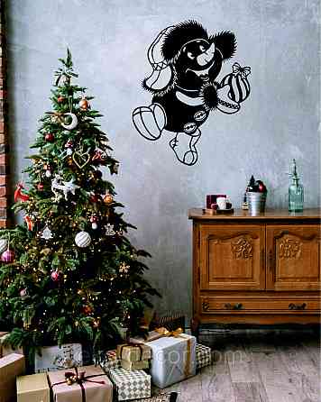 Декоративное настенное Панно «Снеговик», Декор на стену 90*73 см, Черный Киев