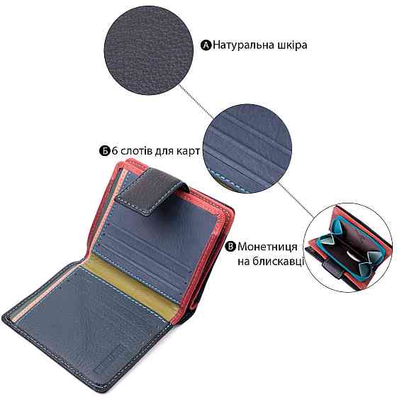 Вертикальный небольшой женский кошелек из натуральной кожи ST Leather 19436 Черный Киев