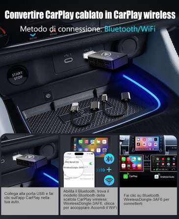 Бездротовий адаптер Robofun Carplay, Bluetooth 5.4, Бездротовий автомобільний Carplay, Без затримки, Стабільне з'єднання Київ