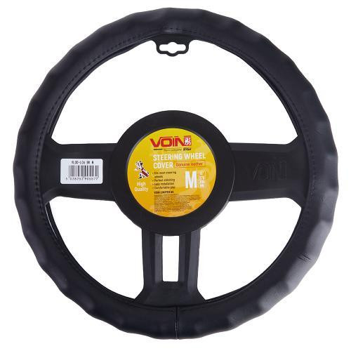 Чохол на кермо VLOD-L06 BK M чорний шкіряний з одним швом Харків - фото 1