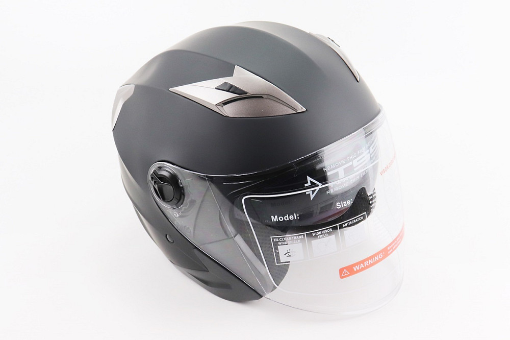 Шолом відкритий+відкидні окуляри BLD-708 S (55-56см), ЧОРНИЙ матовий Київ - фото 1