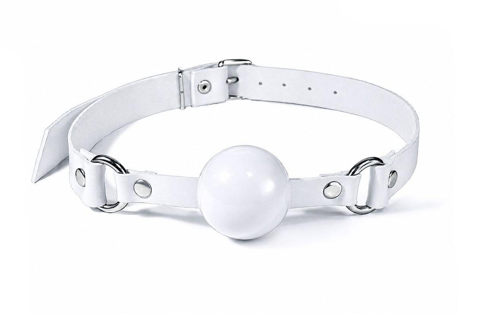Кляп силіконовий Feral Feelings Silicon Ball Gag White/White, білий ремінець, біла кулька Sex Aura Київ - фото 1