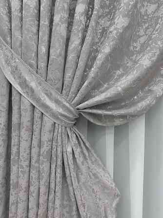 Комплект готових штор VR-Textil Льон мармур Royal Touch № 2007ш Світло-сірий 270х270 см 2 шт (33-1306) Київ