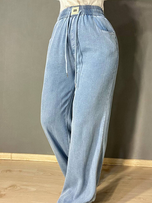Джинсы женские Immet 5606-2 палаццо талия на резинке тенсель голубые, голубой, 29, 29, 80 см, 110 см Одесса - изображение 4