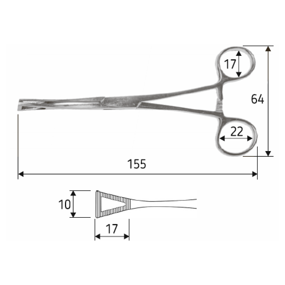Зажим для удержания Pennington, 15,5 см, окончатый треугольный прямой, J-17-177 Днепр - изображение 2