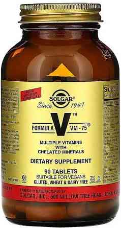 Мультивітаміни та хелатні мінерали Solgar Formula V, VM-75 90 таб Київ