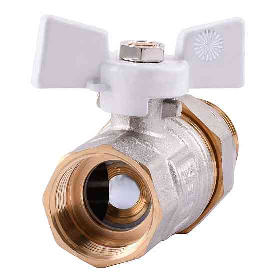 Кран шаровый прямой с американкой Q PROFESSIONAL QP003 PN40 1″ антипротечка, Белая бабочка (000014414) Киев