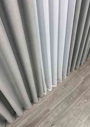 Двостороння шторна тканина блекаут з лляною фактурою, колекція “Scandi” колір сірий 1900ш Київ