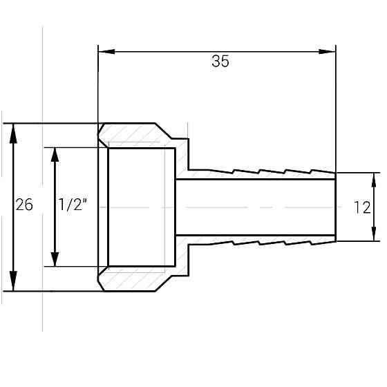 Штуцер 1/2″В 12мм нержавеющий SU3F1S OPTIMUM (000031536) Киев