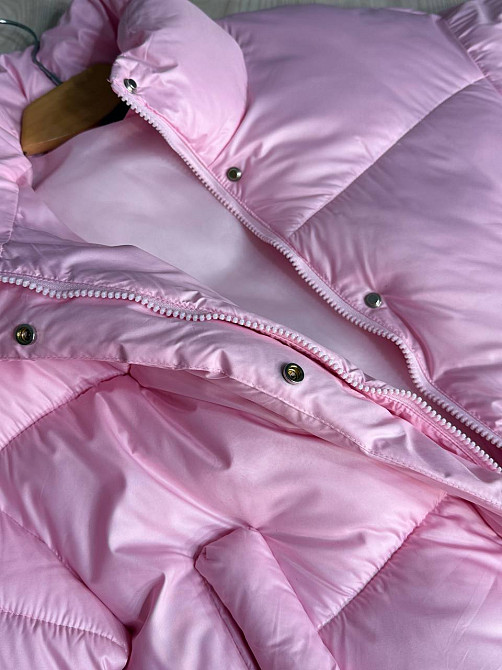 Куртка женская Haiziyuan 8606 короткая пуффер с воротником розовая, розовый, M Киев - изображение 15