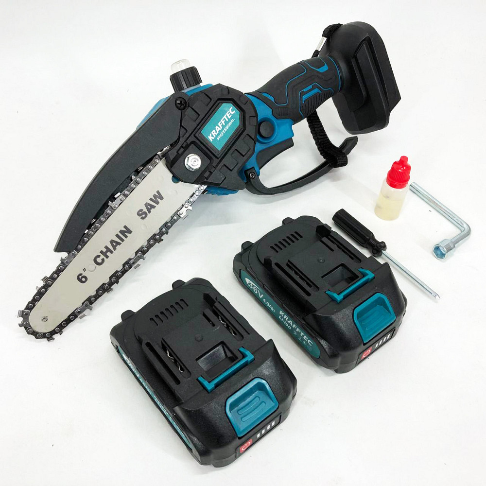 Пила електрична для заготівлі дров Krafftec 15 см, Пилка на батарейках для обрізки гілок JA-52 Львів - фото 1