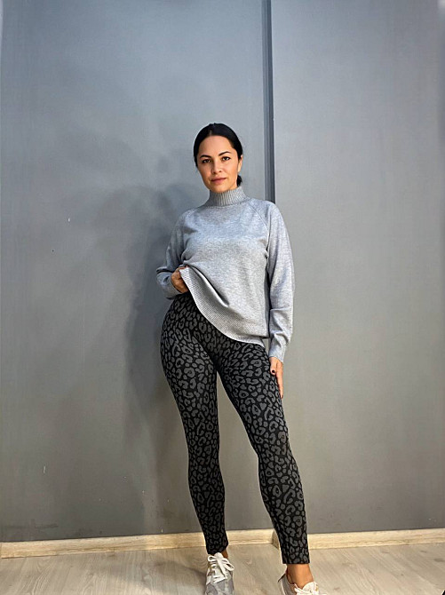 Лосини жіночі A-N 5372 леопардовий принт утягуючі пушап сірі, сірий, M Київ - фото 3