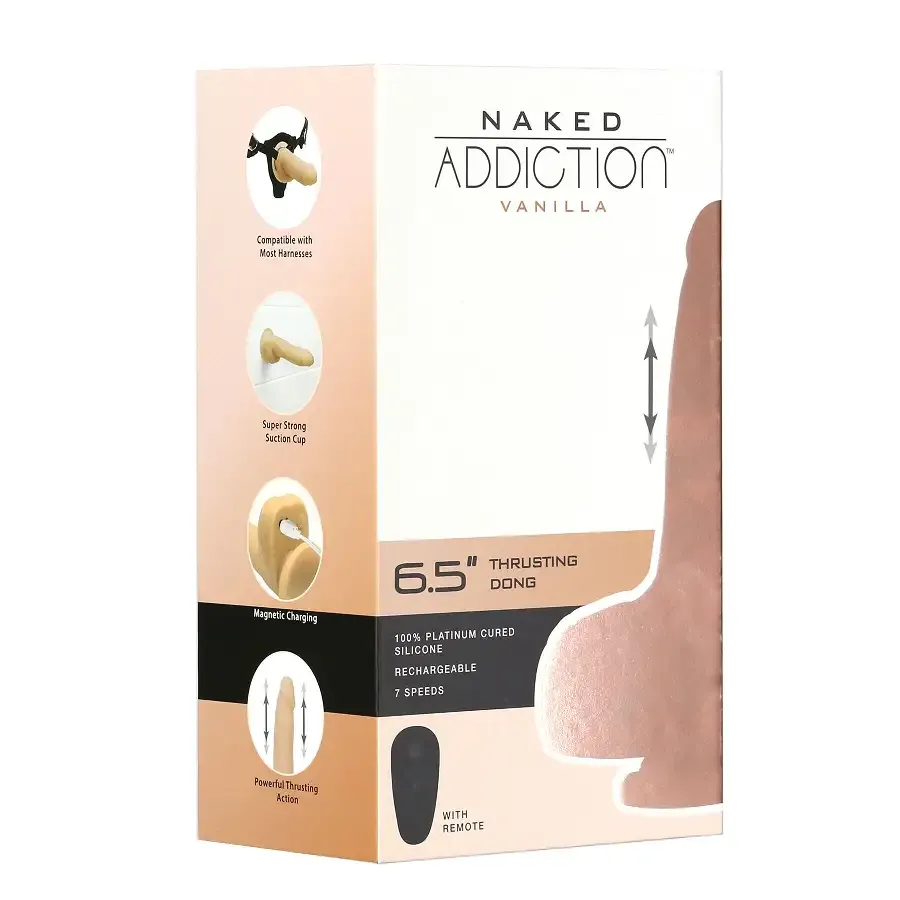 Фалоімітатор-пульсатор Naked Addiction 6.5″ Thrusting Dong With Remote, рухи вперед-назад, пульт ДК Львів - фото 8