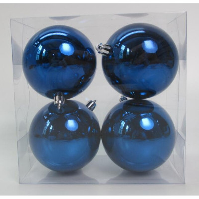 Елочная игрушка Novogod`ko набор шаров пластик, 8см, 4 шт, синий глянец (974525) Винница - изображение 1
