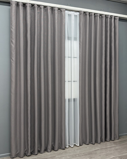 Комплект готових штор VR-Textil Льон-блекаут № 1797ш Сірий 150х270см 2 шт (33-0764) Київ - фото 12