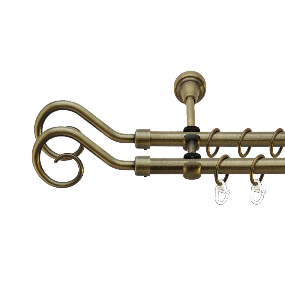 Карниз Orvit Гак 2 металевий дворядний відкритий Антик 16\16 мм 200 см (7318675) Львів - фото 1