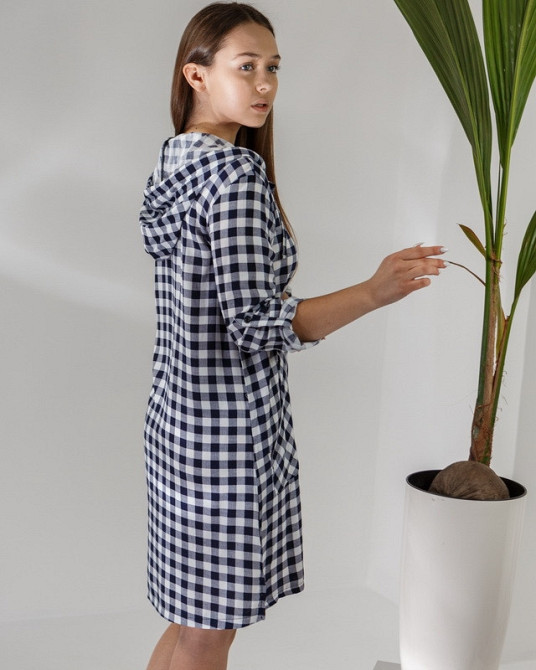 Жіноча туніка з капюшоном в клітку Nicoletta 92140 Київ - фото 4