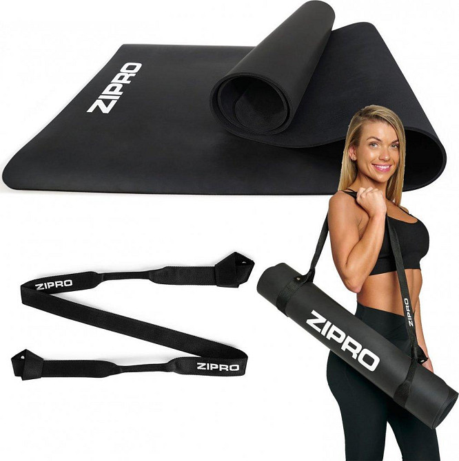 Килимок Zipro Natural Rubber 183x61x0,6 см з ремінцем для йоги Київ - фото 10