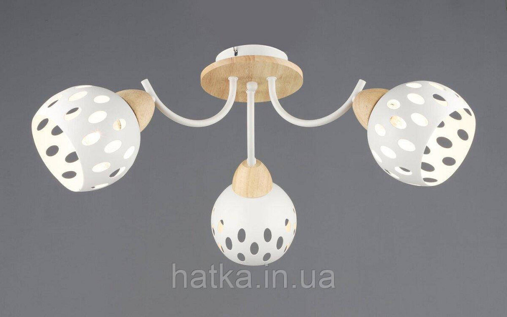 Люстра стельова B N6655/3 Білий + Дерево Київ - фото 1