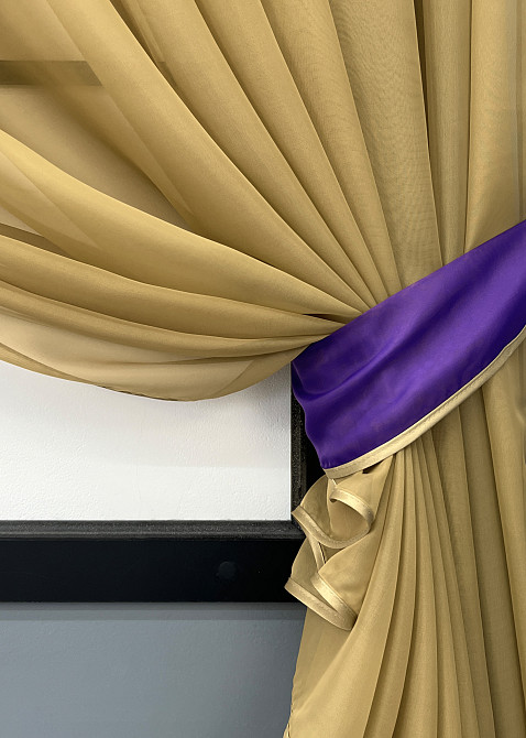 Кухонні шторки VR-Textil № 060к "Дует" з підв'язками фіолетовий з темно-бежевим 330х170 см (50-234) Київ - фото 10