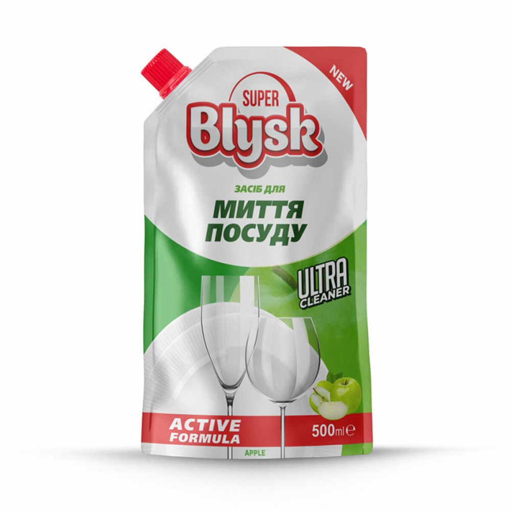 Средство для мытья посуды Super Blysk яблоко дой-пак, 500мл Киев - изображение 1