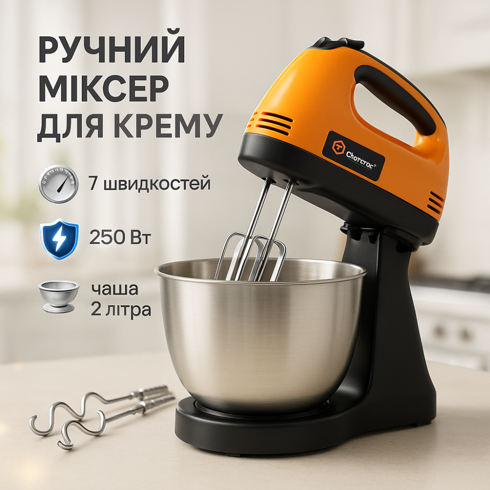 Портативный ручной миксер Domotec R6637O 250 W, Кухонный миксер для быстрого приготовления JL-42 Львов - изображение 15