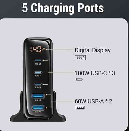 Універсальний зарядний пристрій Asometech 140W GaN 140Вт зарядка. Харків