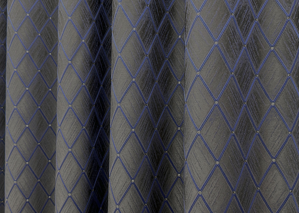 Комплект готових штор VR-Textil Жакард RUBI № 1756ш Графітовий з синім 100х300 см 2 шт (31-814) Київ - фото 7
