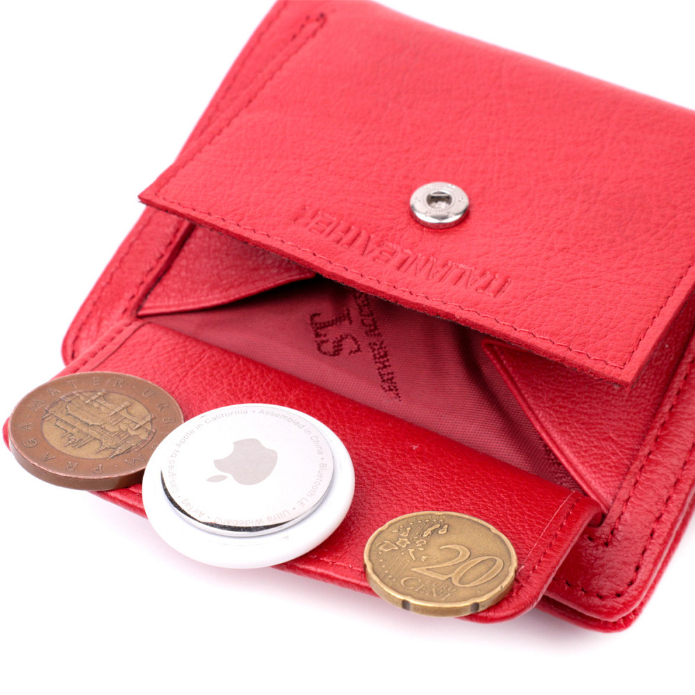 Жіночий яскравий гаманець вертикального типу із натуральної шкіри Червоний (ST Leather) Київ - фото 2