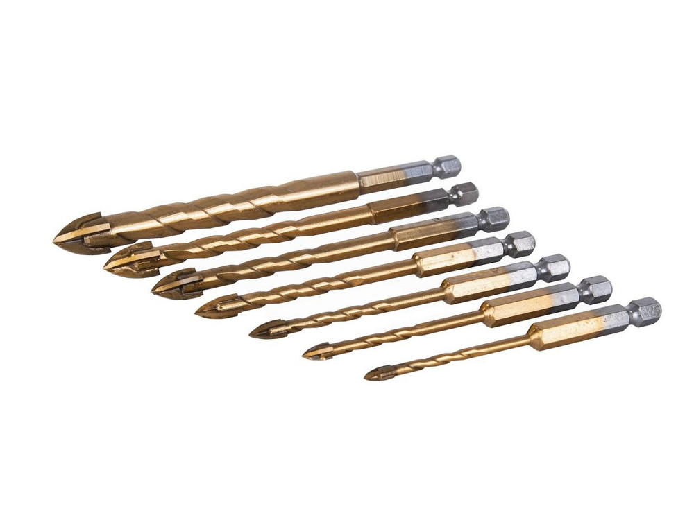 Свердла скла та кераміки "GeKo" з хвостовиком для шуруповерта Hex E6,3 (1/4") [к-т  7 шт.] (3 - 12 мм) Стрий - фото 2