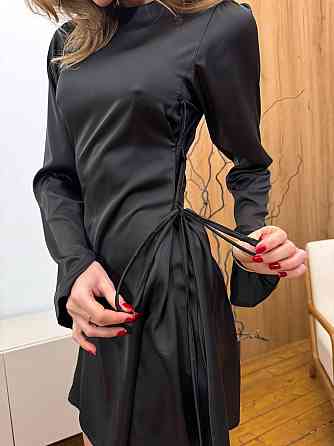 Женское стильное вечернее мини платье армани шелк Черный, 46/48 Одесса