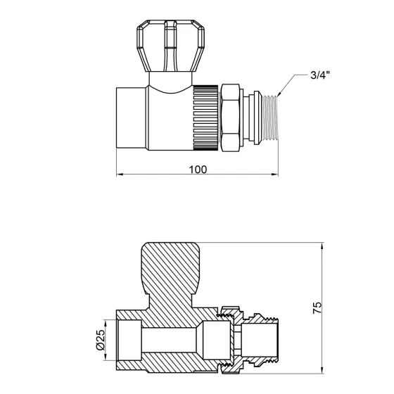 Кран кульовий радіаторний PPR Thermo Alliance 25х3/4" прямий Київ
