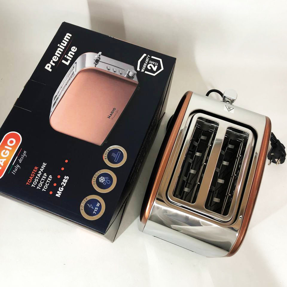 Тостер на 2 скибочки з терморегулятором Magio MG-285, Тостер зі ступенями підсмажування SK-77 Львів - фото 9