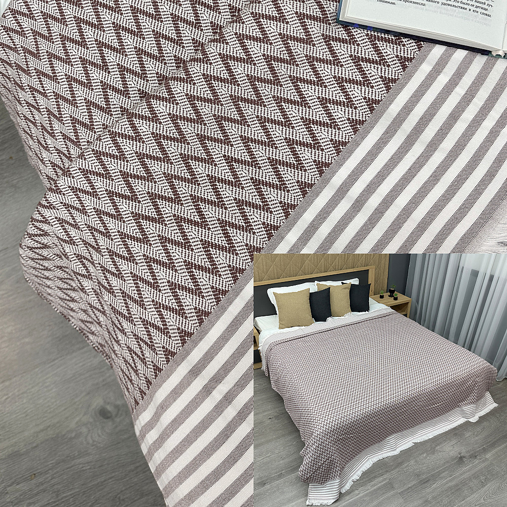 Покривало Dakota Fringe ЄВРО 200х230 см колір какао з білим (85-195) Київ - фото 1