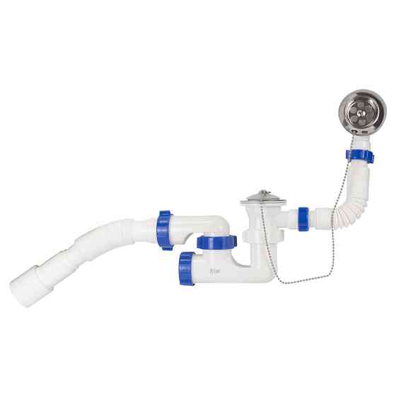 TAU Сифон для ванны с пробкой на цепочке и гибким отводом Ø40/50мм TAU (9843620) Киев