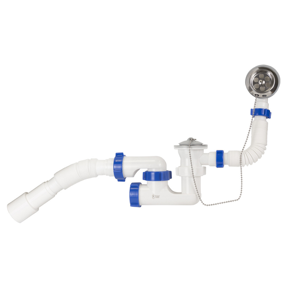 TAU Сифон для ванны с пробкой на цепочке и гибким отводом Ø40/50мм TAU (9843620) Киев - изображение 3